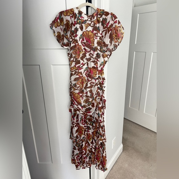 Cleobella Cecilia Ankle Dress In Shea Side Slit Print Short Sleeve - Picture 2 of 9